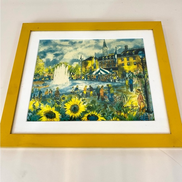 Farmers Market Lithograph Signed Numbered French Street Scene Pro Framed - Picture 1 of 11
